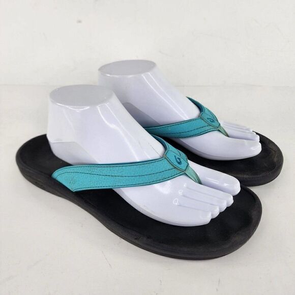 OluKai Ohana women's Thong Flip Flops US 11 Blue Slip On Slide Sandals - Picture 4 of 10